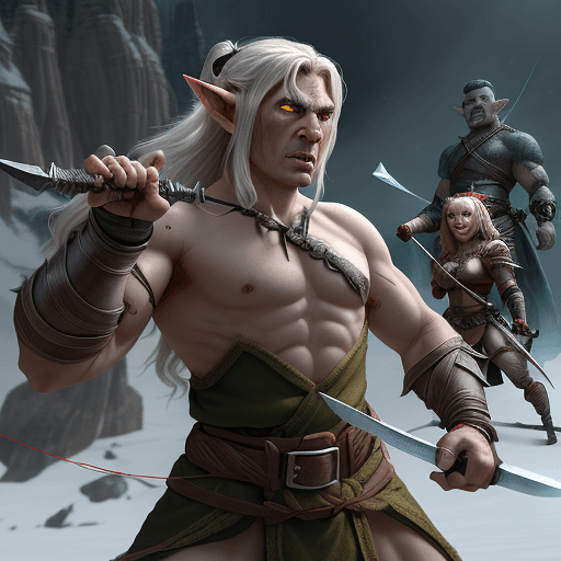 AI generated: Create a hyper-realistic image of four heros, a male human, a female elf, a male dwarf and a male or...