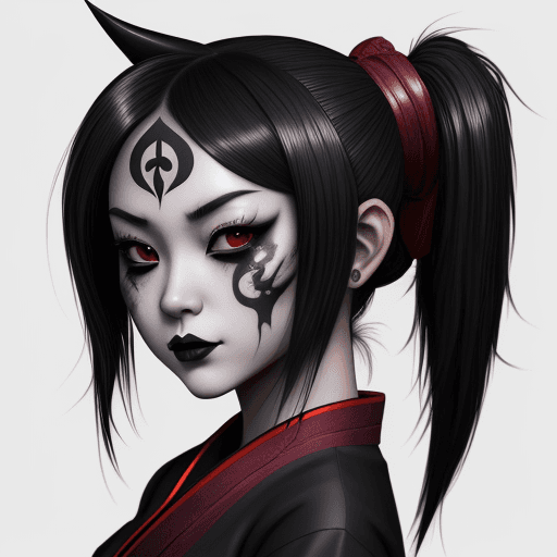 AI generated: a dark haired girl dressed in an asian style, in the style of subtle ink application, appropriation ...