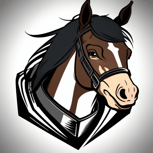 AI generated: horse headshot closeup vector 2d logo with 2 colors