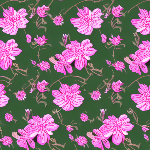 AI generated: high resolution seamless floral pattern with gold lines, soft pink flower and leaves, 