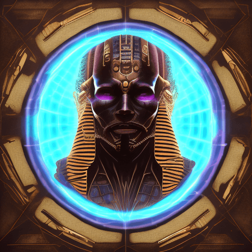 AI generated: Shadowrun Math Projection - A close-up of a person's face with set logical ambient background, DayGl...