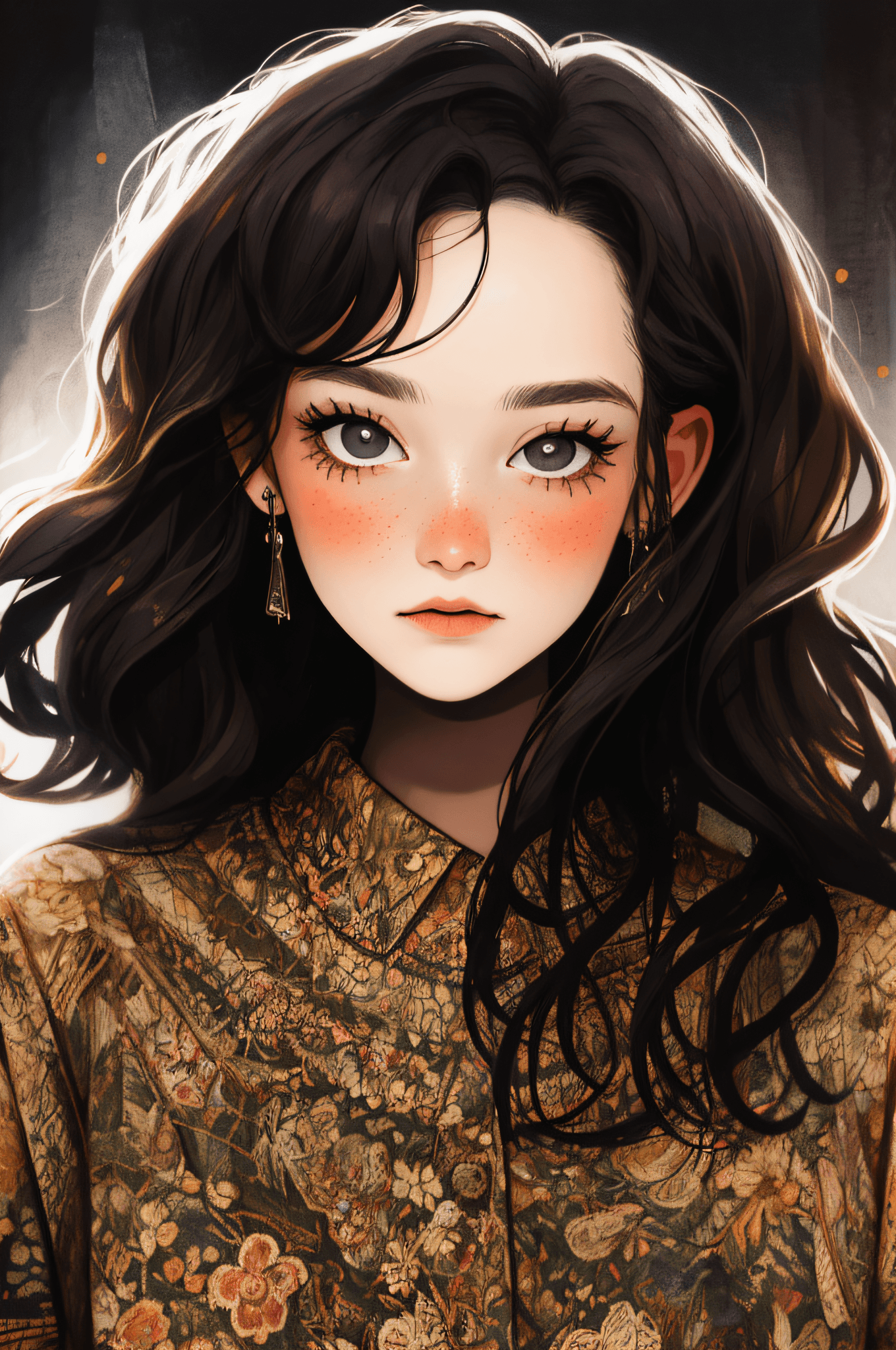 AI generated: professional photo of 1girl, mix pattern, detailed skin, detailed eyes, photo made with Canon EOS in...
