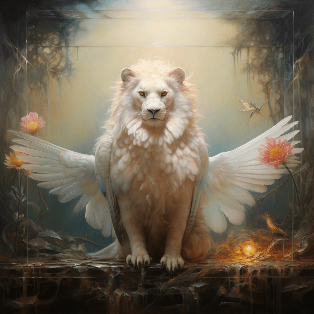 AI generated: By Martin Wittfooth and rosa bonheur, pure Delicate Thoughts, Broken Glass effect, no background, st...