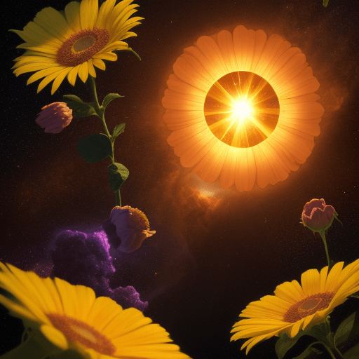 AI generated: colibrie, space, flower, sun, nature, 4k 
