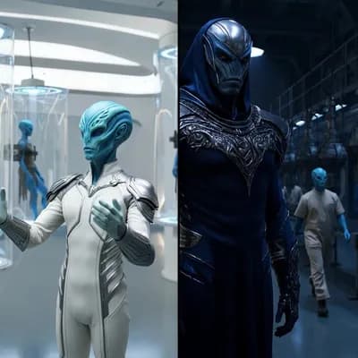 AI generated video: 
Split-screen cinematic composition, two distinct environments shown simultaneously with a perfect v...
