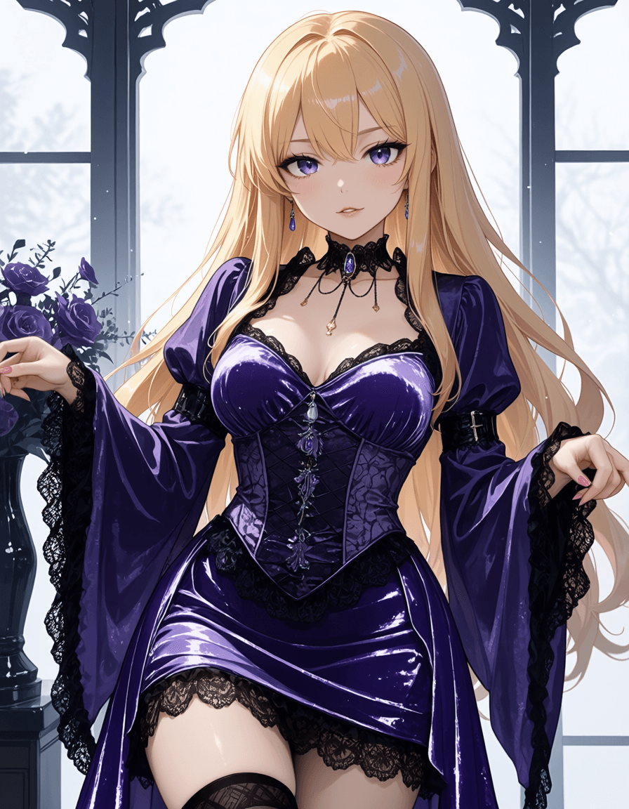 Crushed Velvet Gothic Dress - Image 3
