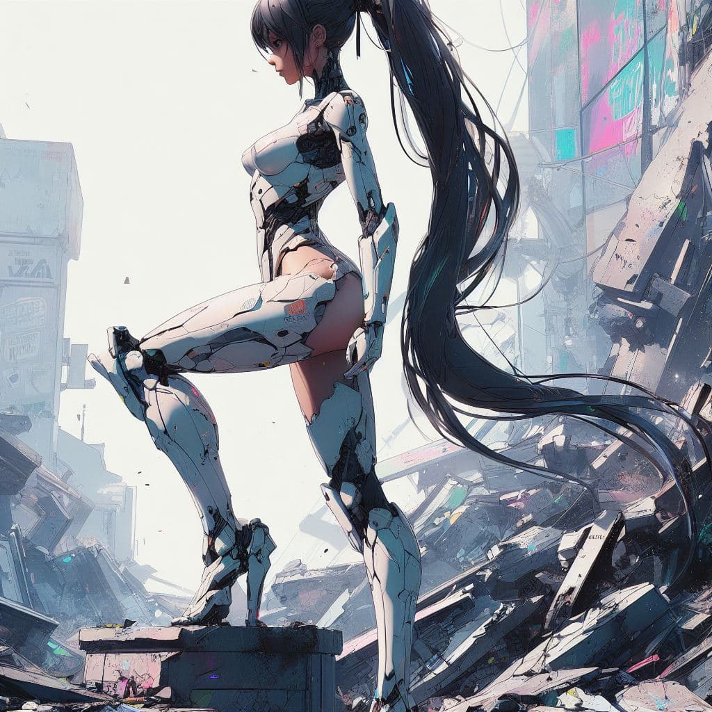 AI generated: digital art, best quality, highly detailed, manga style, solid manga colors, full-length body shot :...