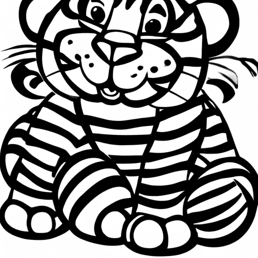 AI generated: a cute tigger, black lines white background, clean simple line art, no background, clean coloring bo...