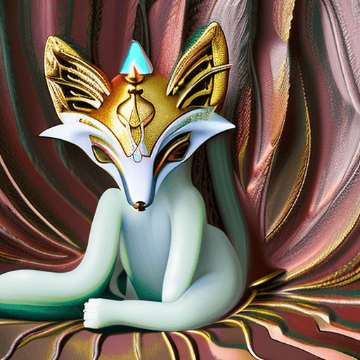 AI generated: In this hyper-maximalist masterpiece, a breathtaking image of the ultimate (nine-tailed fox girl) un...