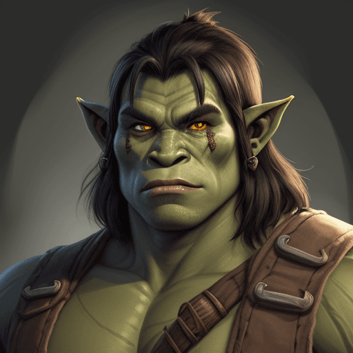 AI generated: the portrait of a half orc barbarian called ian