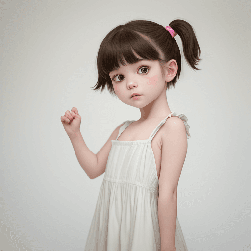 AI generated: H1girl, Loli, young, bright short hair, very short pigtails, high kicking, (portrait:1.5, masterpiec...