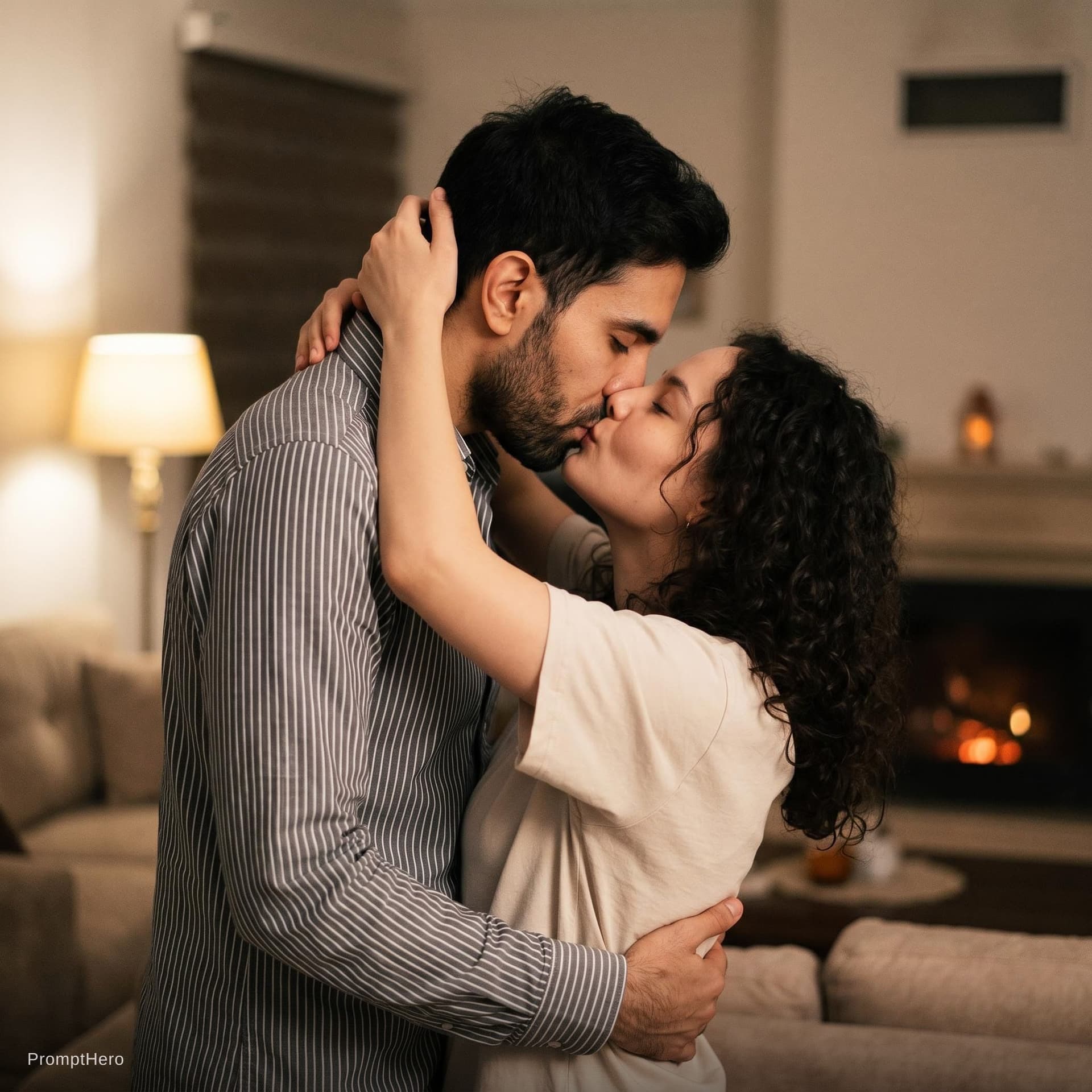 AI generated: Kissing hot of romantic couple 