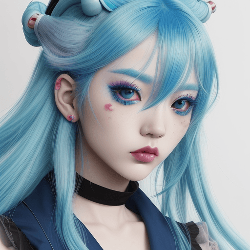 AI generated: a close up of a person with blue hair, a colorized photo by Lü Ji, trending on cg society, rococo, s...