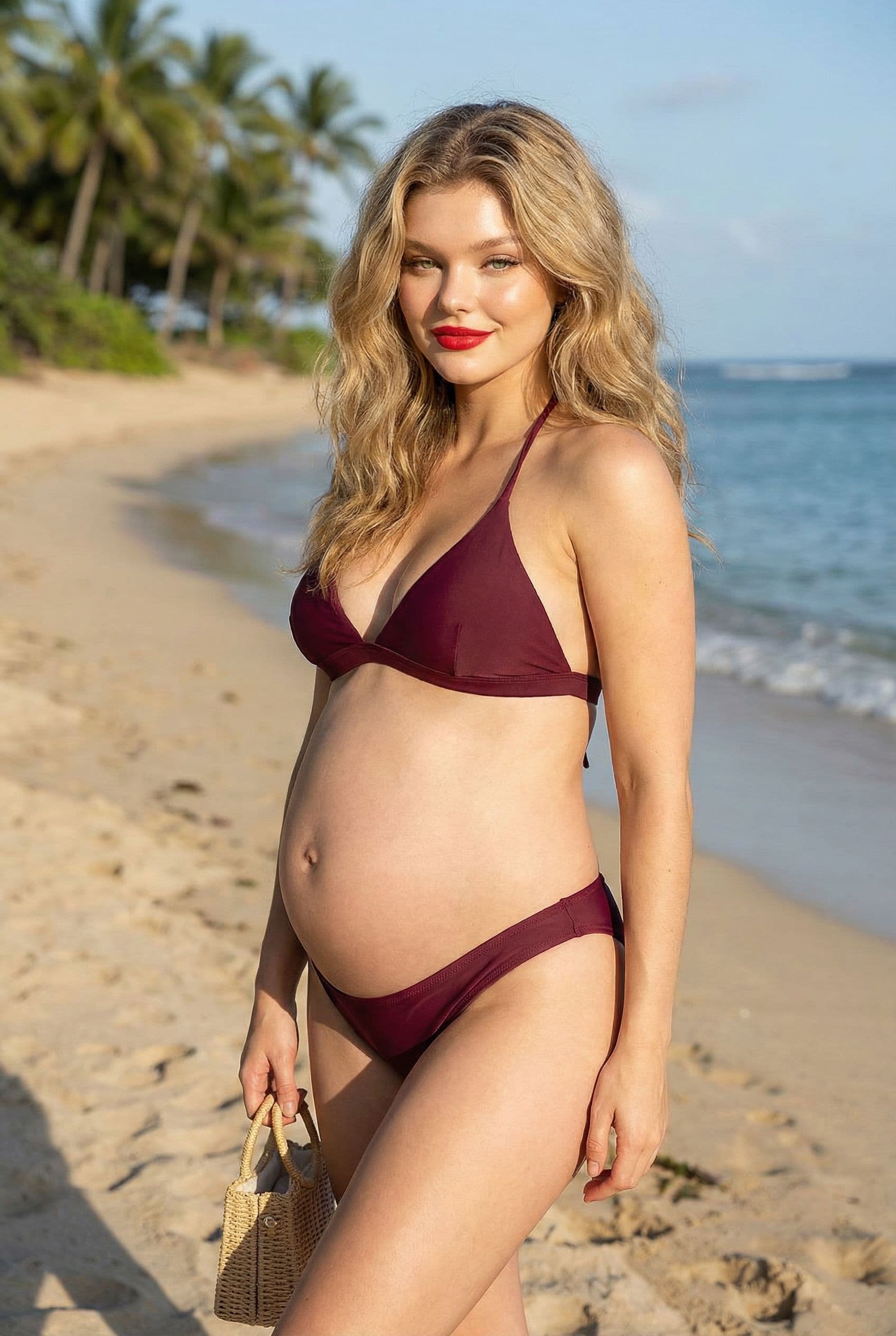 AI generated: Put her in a bikini 5 months pregnant 