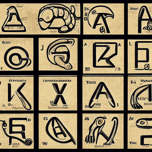 AI generated: alien alphabet, extremely detailed