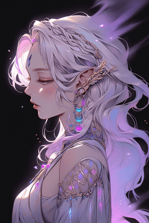 AI generated: A mysterious and enchanting game character, Gustatory-Tactile Synesthesia style, with ethereal makeu...