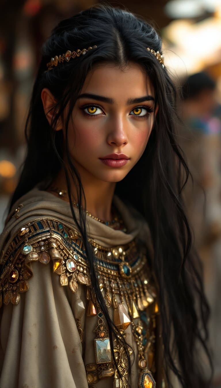 AI generated: a professional photo of a eleven year Egyptian princes,(futuristic),(masterpiece), (realistic), (per...