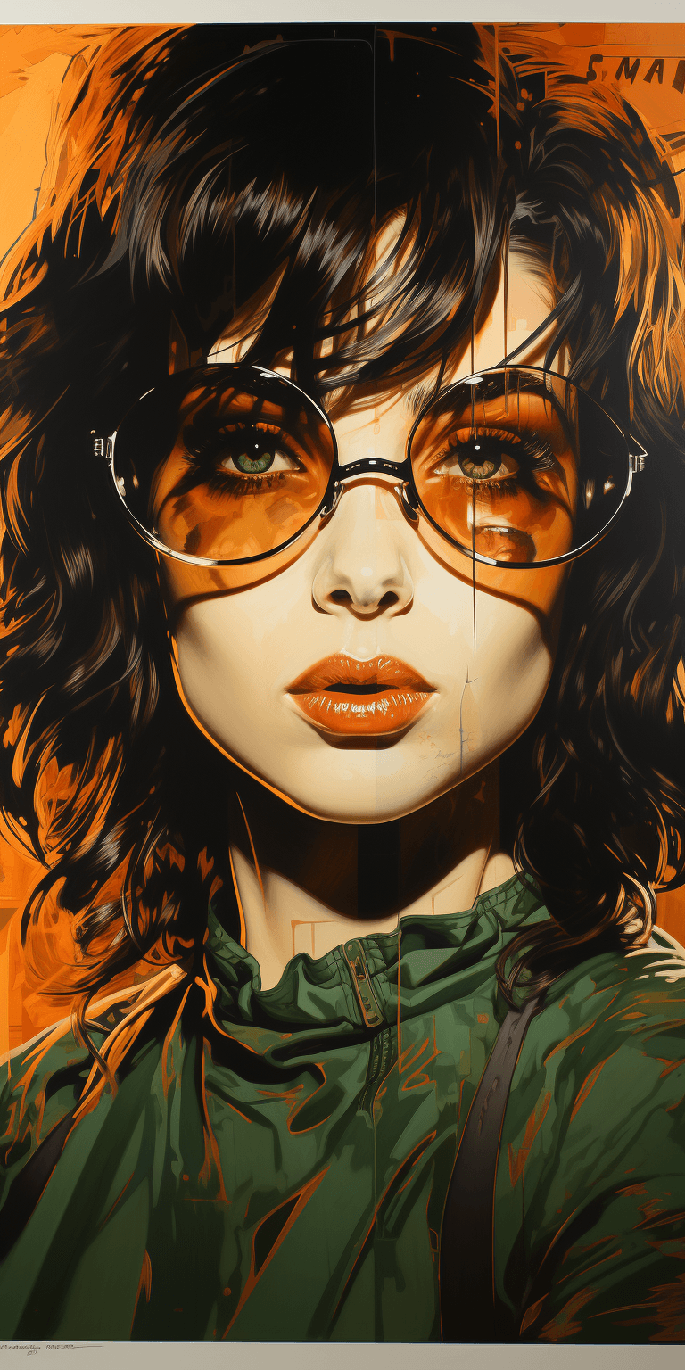 AI generated: a colored painting of a pretty woman with an eye for detail, in the style of richard phillips, shepa...