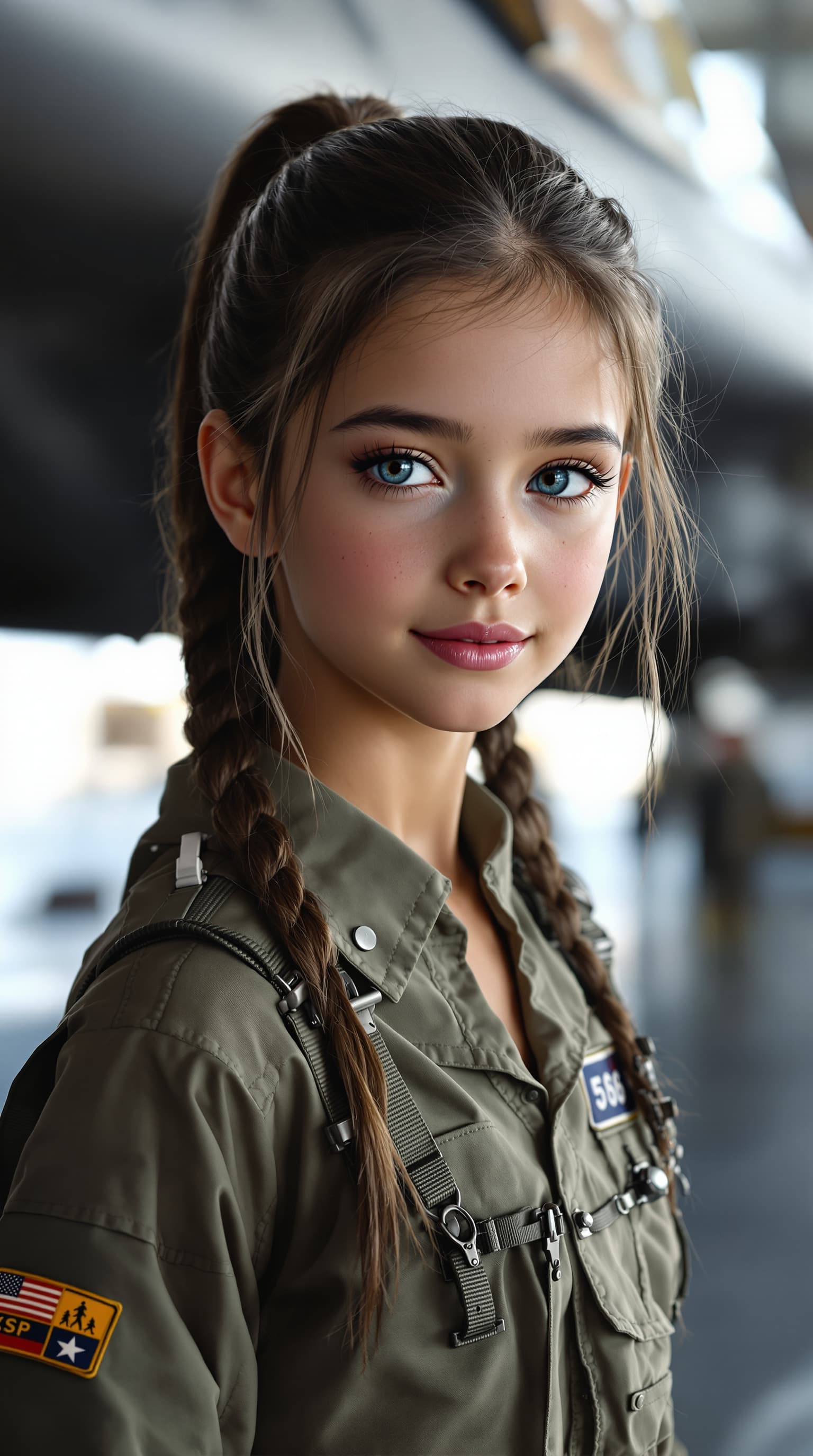 AI generated:  A professional photograph captures the most beautiful seven year old girl in the world, standing ne...