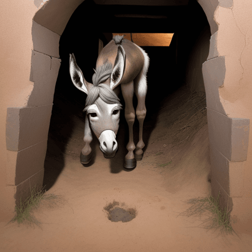 AI generated: donkey fall down in empty well