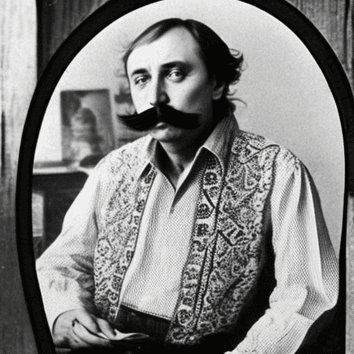 AI generated: the photo should show the Ukrainian writer Ivan Franko who has approximately 35 years old and is dre...