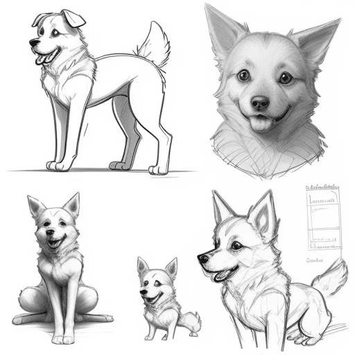 AI generated: reference art sketch of a cute dog, art reference sketch, pose reference, sketch,outline sketch, out...