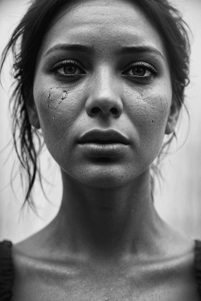 AI generated: The subject is a stunning gorgeous female, up-close eye shot, super tight and personal vertical port...