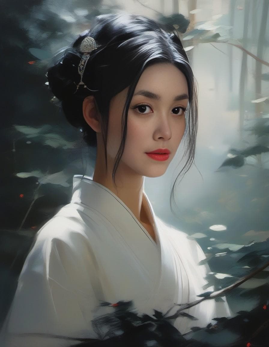 AI generated: cute woman professional majestic oil painting by Ed Blinkey, Atey Ghailan, Studio Ghibli, by Jeremy ...