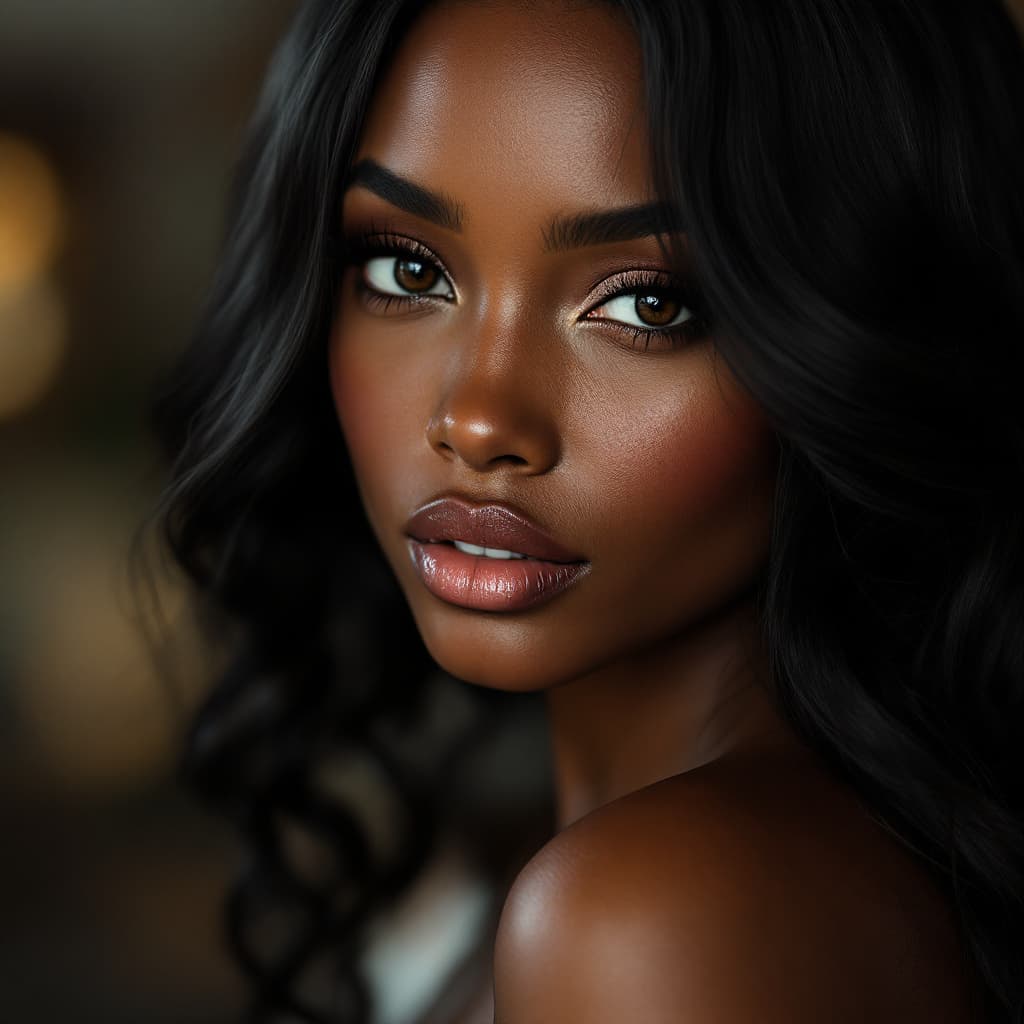 AI generated: ULTRA REALISTIC BLACK FEMALE WITH HAIR hair colored  FOR HAIR COMPANY ad