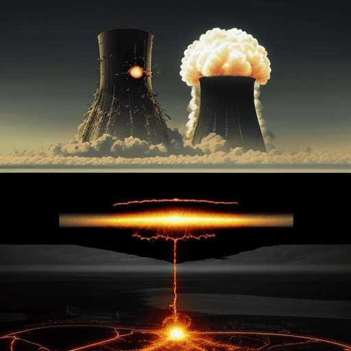 AI generated: nuclear and time, destroyed the environment, the new future opposite