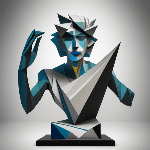 AI generated: A man with rfktrstyle 3D Cubistpaper"An avant-garde sculptor, weaving the fabric of creativity throu...