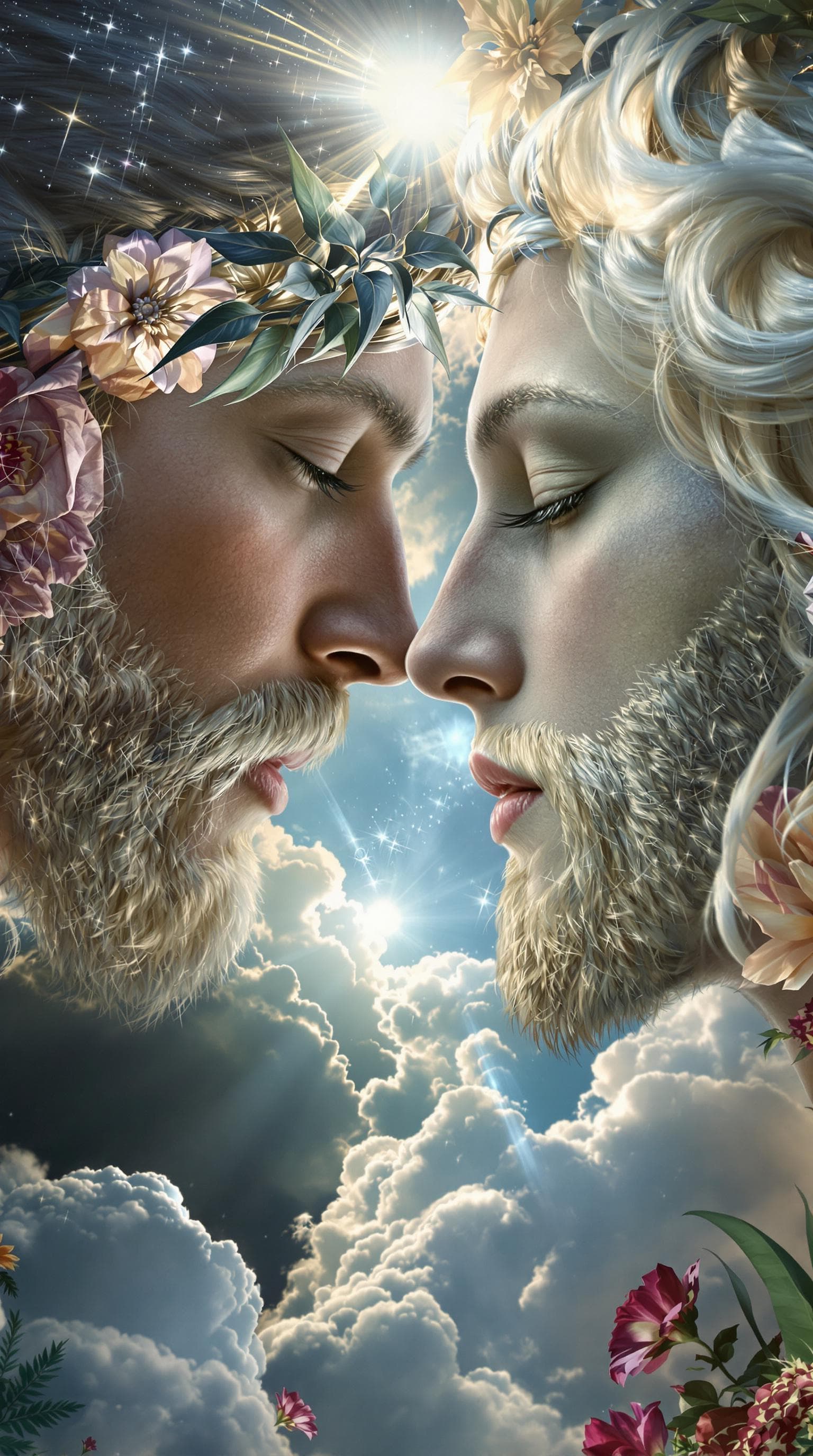 AI generated: Adam and eve in heaven .
Hyperrealistic. HDR .8k . Hyper details.  Hyper face details .