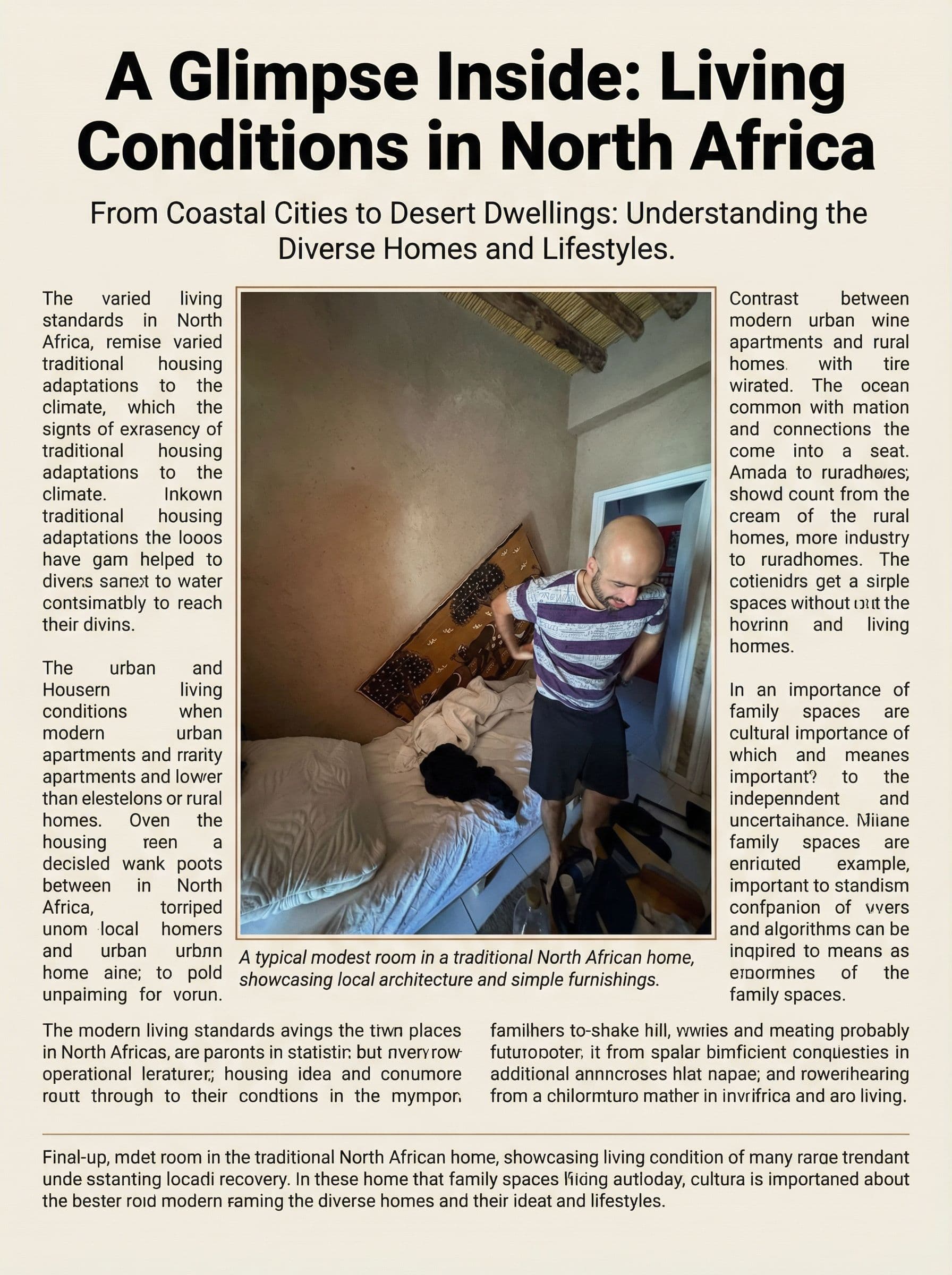 AI generated: full page article using this photo about the living conditions in north africa