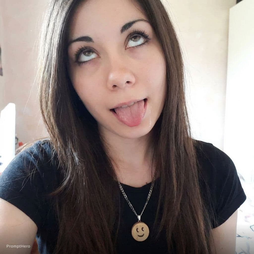 AI generated: Ahegao face, drool