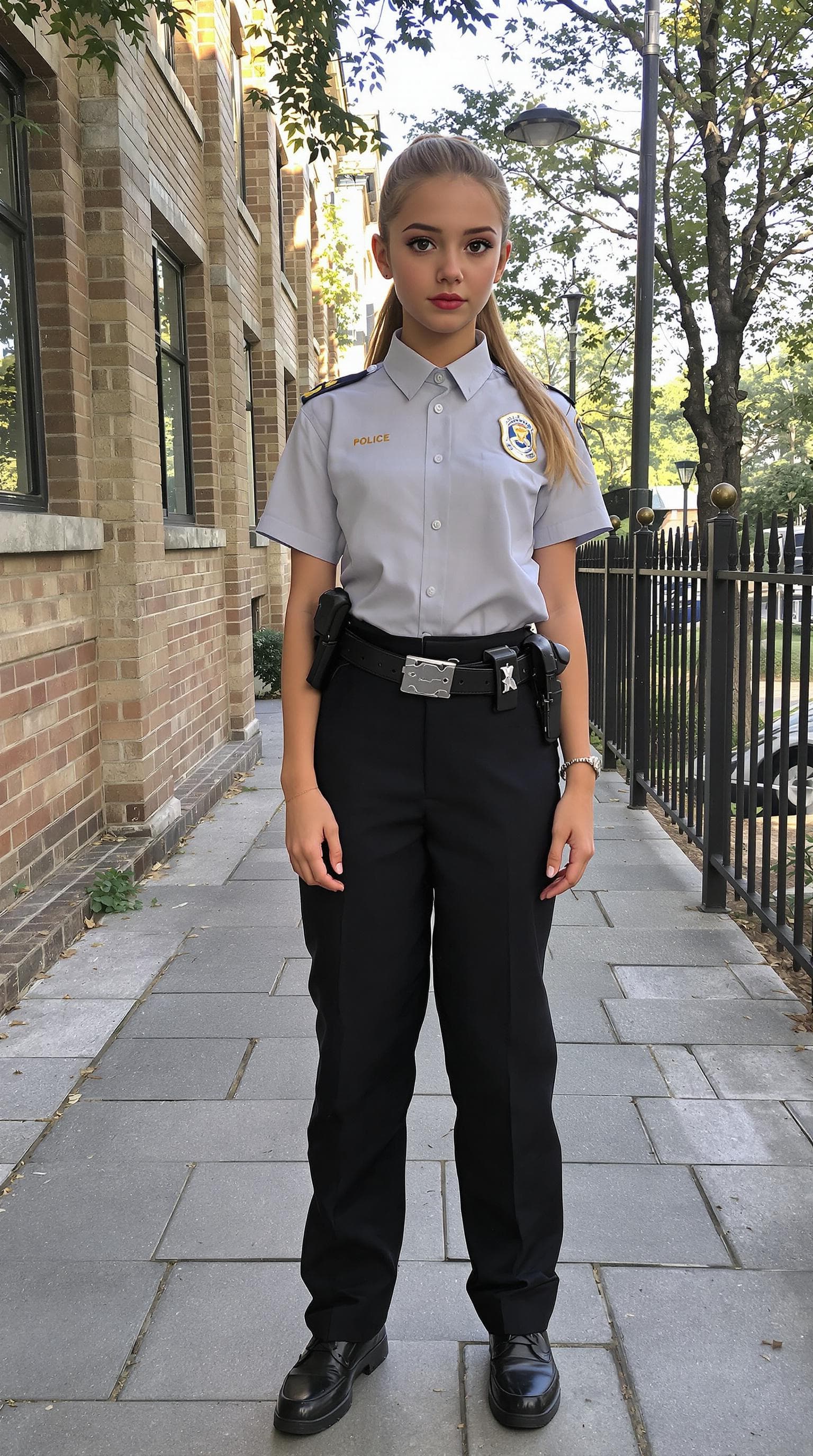 AI generated: a professional photo of a exceptionally of the most beautiful (age 11) American secrete service, (fu...