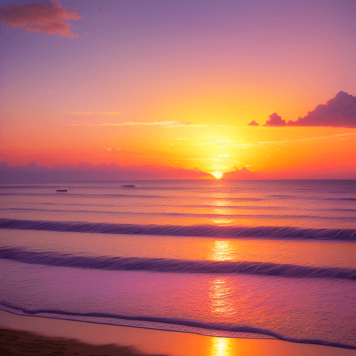AI generated: **A sunset over the beach in the city of Bali captured in a realistic, high-quality photograph. Clea...