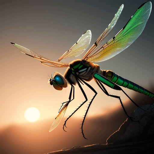 AI generated: Photo of a ultra realistic dragonfly, dramatic light, pale sunrise, cinematic lighting, battered, lo...