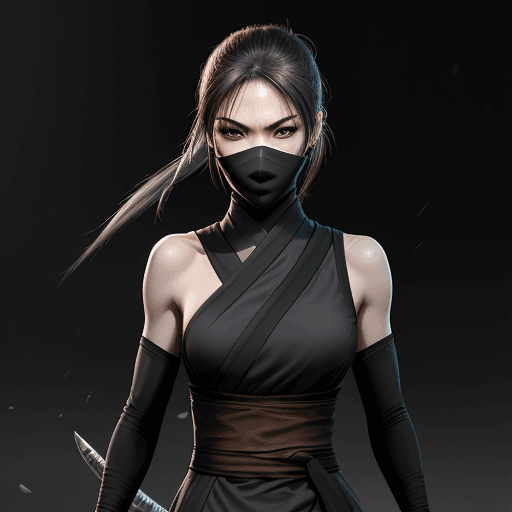 AI generated: Hyper realistic , daylight, indirect lighting, AD magazine, ninja, girl, niji style, painterly, brus...
