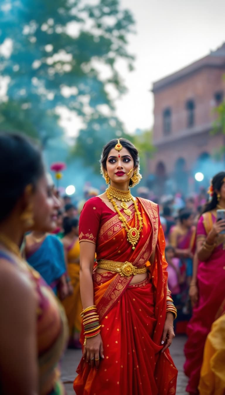 AI generated: Godess Durga Looking at people playing garba