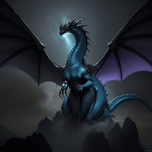 AI generated: darkness beautiful royal huge dragon with scale wings, Magic the gathering, in spiral smoke in dark ...