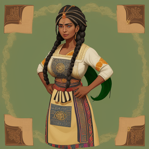 AI generated: Create a logo or mascot representing Nanavi, the culinary Amazon. She should appear as a strong, wis...