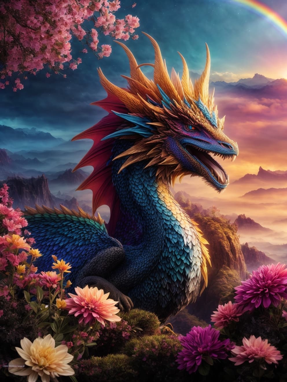 AI generated: Image a fantasy land,wonderful, dream, fantasic flora and fauna,photorealistic, endless harmony, 8 k...