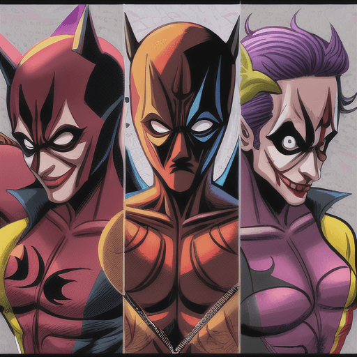 AI generated: Deadpool joker batman flash fusion