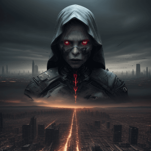AI generated: A realistic photo of vengeful, human, Future, Outlook, fearless, after apocalypse, photorealistic, u...
