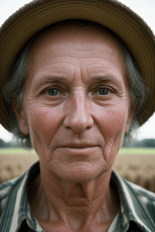 AI generated: Portrait photo of a 60 year old farmer, close-up, face, dimly lighting, 35mm film photography, Shot ...