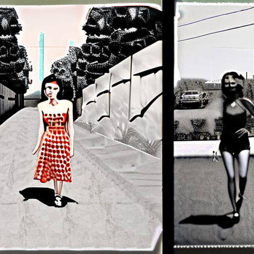 AI generated: (closeup fashion film still:1.3),old united states archive photography ww2, 3girls, ladies wearing v...