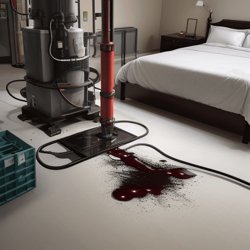 AI generated: A machine that collects spilled juice from a bed. A long tube leads from the machine to the bed.