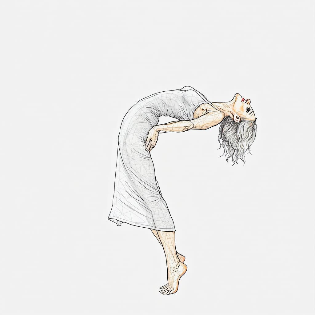 AI generated: Drawing of a Woman (with appearance of a 45 years old, sandy blonde hair with blonde highlights, thi...