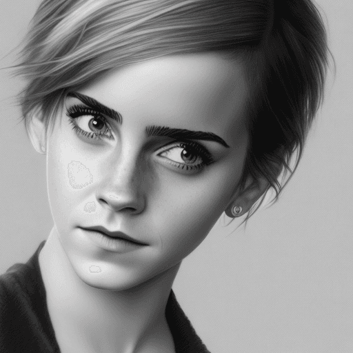 AI generated: photo of emma watson with pixie haircut, hyper realism, high detail, 8k