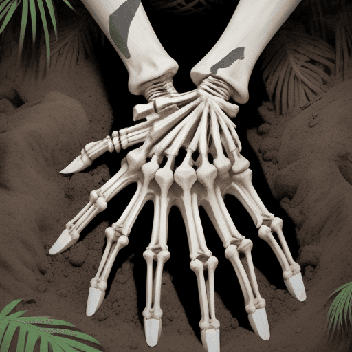 AI generated: skeleton wrist & palm coming out of the grave